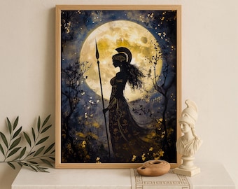 Athena Wall Art, Goddess Athena Canvas, Greek Goddess of the War, Greek Mythology Poster, Ancient Greece Poster, Divine Feminine Decor