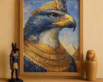 エジプト神ホルスのプリント、ホルスの壁アート、古代エジプト神話の