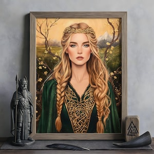 Sif Wall Art, Norse Mythology Decor, Viking Goddess Artwork, Goddess of Fertility, Nordic Wall Art, Sif with Golden Hair, Norse Home Decor