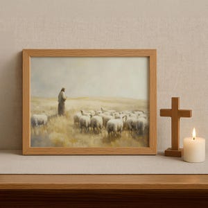 Christian Art, Jesus Leaves the 99 Art, Modern Christian Wall Decor, Jesus & Lamb Painting, Modern Christian Art, Jesus Christ Painting