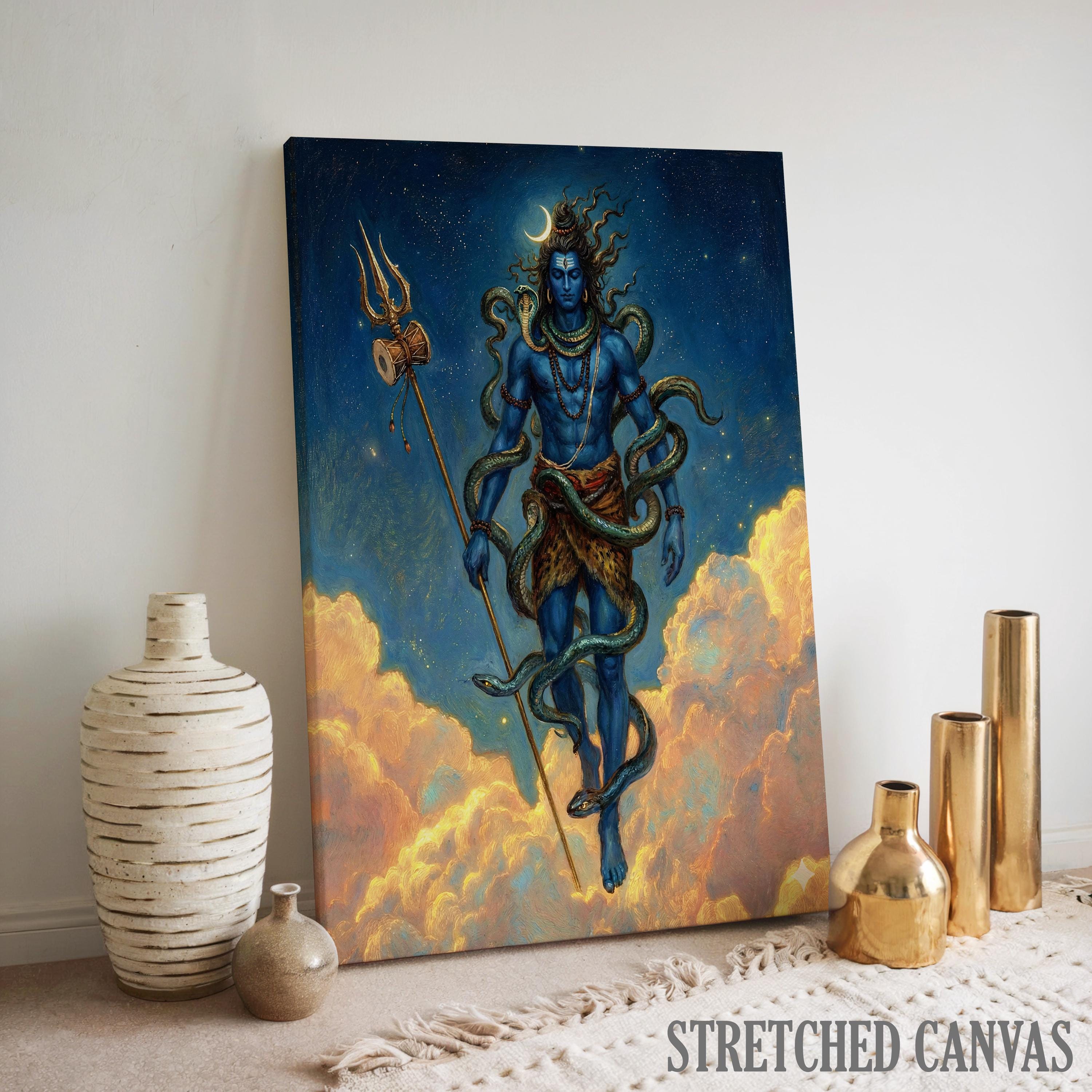 Lord Shiva Wall Art Hindu God Mahadev Painting Cosmic Divine Energy ...