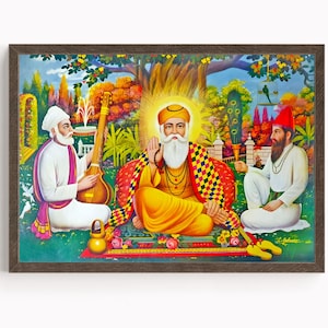 Guru Nanak Rare Vintage Print, Sikh Art, First Sikh Guru from 1469 to 1539, Vintage Sikh Art, Guru Nanak Poster, Guru Nanak Canvas