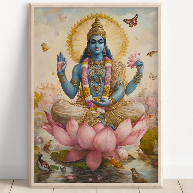Vishnu Art ,lord Vishnu, Vishnu, Hindu God, Indian God, Laxmi Narayan ...