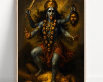 Kali Wall Art, Goddess Kali, Kali Maa, Hindu Goddess Kali, Kali Art, Kali Mata, Hindu Goddess Wall Art, Goddess, Hindu God, Print, Canvas
