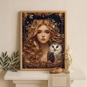 Athena Wall Art, Goddess Athena Canvas, Greek Goddess of the War, Greek Mythology Poster, Ancient Greece Poster, Divine Feminine Decor