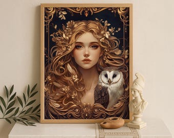 Athena Wall Art, Goddess Athena Canvas, Greek Goddess of the War, Greek Mythology Poster, Ancient Greece Poster, Divine Feminine Decor
