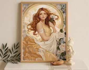 Aphrodite Wall Art, Greek Goddess of Beauty Print, Divine Feminine Decor, Ancient Greece-Inspired Painting, Greek Mythology Poster