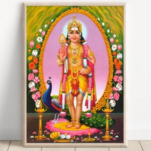 Murugan, Murughan, Vishnu, Hindu God Wall Art, Indian God, Poster Print, Canvas