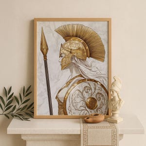 Athena Wall Art, Goddess Athena Canvas, Greek Goddess of the War, Greek Mythology Poster, Ancient Greece Poster, Divine Feminine Decor