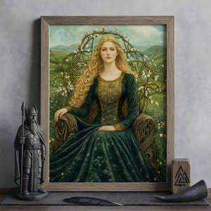 Sif Wall Art, Norse Mythology Decor, Viking Goddess Artwork, Goddess of Fertility, Nordic Wall Art, Sif with Golden Hair, Norse Home Decor