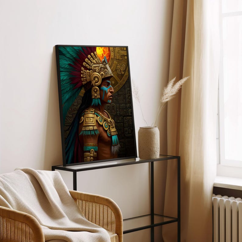 Aztec Wall Art, Huitzilopochtli Art, Aztec Sun God Decor, Aztec ...