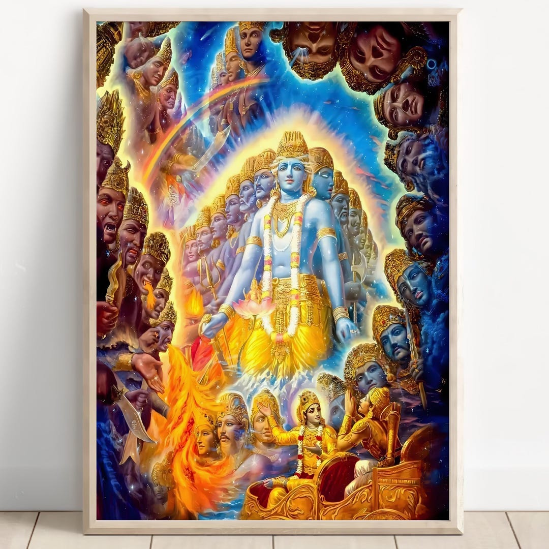 Vishva Rupa Krishna Vishvarupa Poster, Bhagavad Gita Universal Form Wall Art, Lord ...