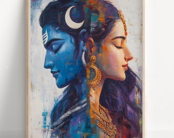 ベビーシヴァ・パールヴァティのアート：ヒンドゥー教の神をプリント