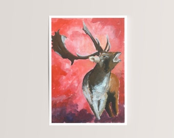 Art Print FineArtPrint Deer Poster Oil Painting
