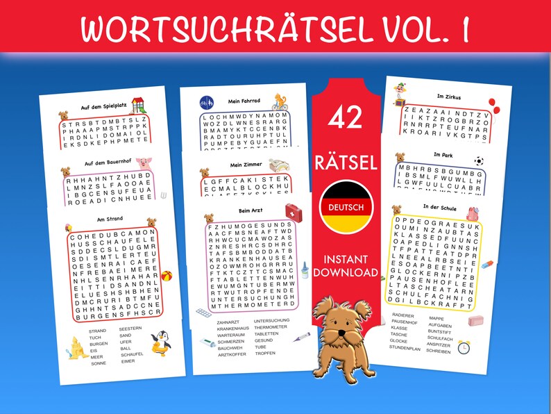 42 Deutsche Wortsuchrätsel Für Kinder | Buchstabensalat Worträtsel Zum