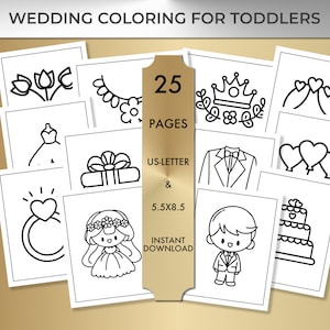 Kids Wedding Coloring Book for Toddlers | Printable Wedding Coloring Pages for Rehearsal Reception Kids Table | Wedding Favor | Busy Book