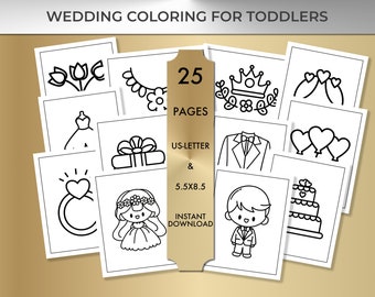 Kids Wedding Coloring Book for Toddlers | Printable Wedding Coloring Pages for Rehearsal Reception Kids Table | Wedding Favor | Busy Book