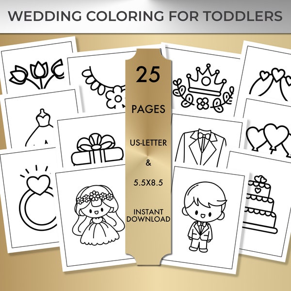 Kids Wedding Coloring Book for Toddlers | Printable Wedding Coloring Pages for Rehearsal Reception Kids Table | Wedding Favor | Busy Book