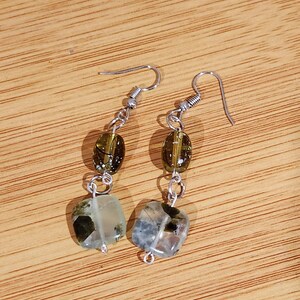 Handmade Moss Agate Dangle Earings