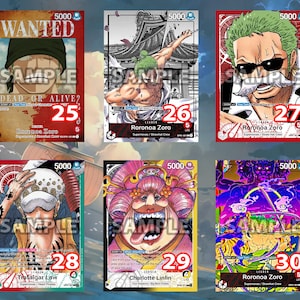 One Piece Leader Card Custom Handmade Trading Cards Luffy, Zoro, Law