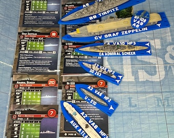 German War at Sea Miniature Bases - 3D Printed Ship Base - Tabletop Game Aids - Kreigsmarine - Mini Plane Base - WW2 Base -Sub Base -Germany