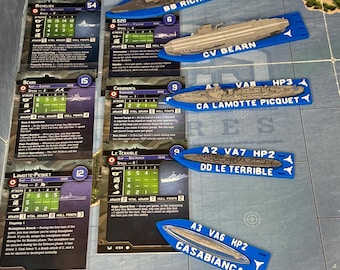 French War at Sea Miniature Bases - 3D Printed Ship Base - Tabletop Game Aids - French Navy - Mini Plane Base - WW2 Base - Sub Base - France