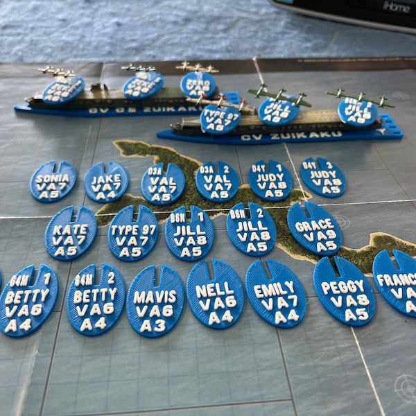 Custom War at Sea Plane Base - 3D Printed Game Pieces - Bomber Plane Base - War Game Pieces - Imperial Japanese Navy - War at Sea Game Aid