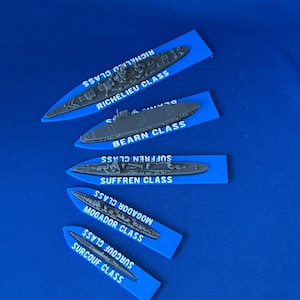 Victory at Sea French Navy Ship Bases - Sub Bases - Miniature Bases- 3D Printed Game Pieces - War Game Pieces - France - Wargaming