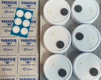 Mushroom Liquid Culture Lids: 6-pack autoclaveabale + 6 extra filters + parafilm