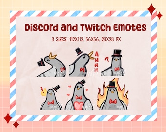 Pack de emoticonos de paloma: Emojis de paloma divertidos y adorables para Discord, Twitch, YouTube y streaming (paquete de 6)
