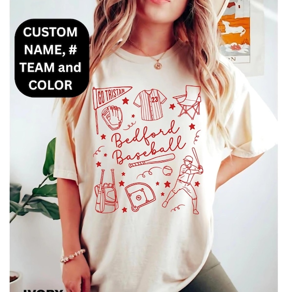 Custom baseball shirt, personalized baseball mom tshirt, baseball mama gift, spirit wear, baseball season, game day, team name and number