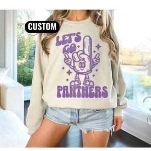 Sudadera con el nombre del equipo, suéter deportivo personalizado, mamá beisbolera, camiseta de fútbol americano, ropa deportiva personalizada, camiseta con el espíritu escolar, sudadera de cuello redondo para el día del partido