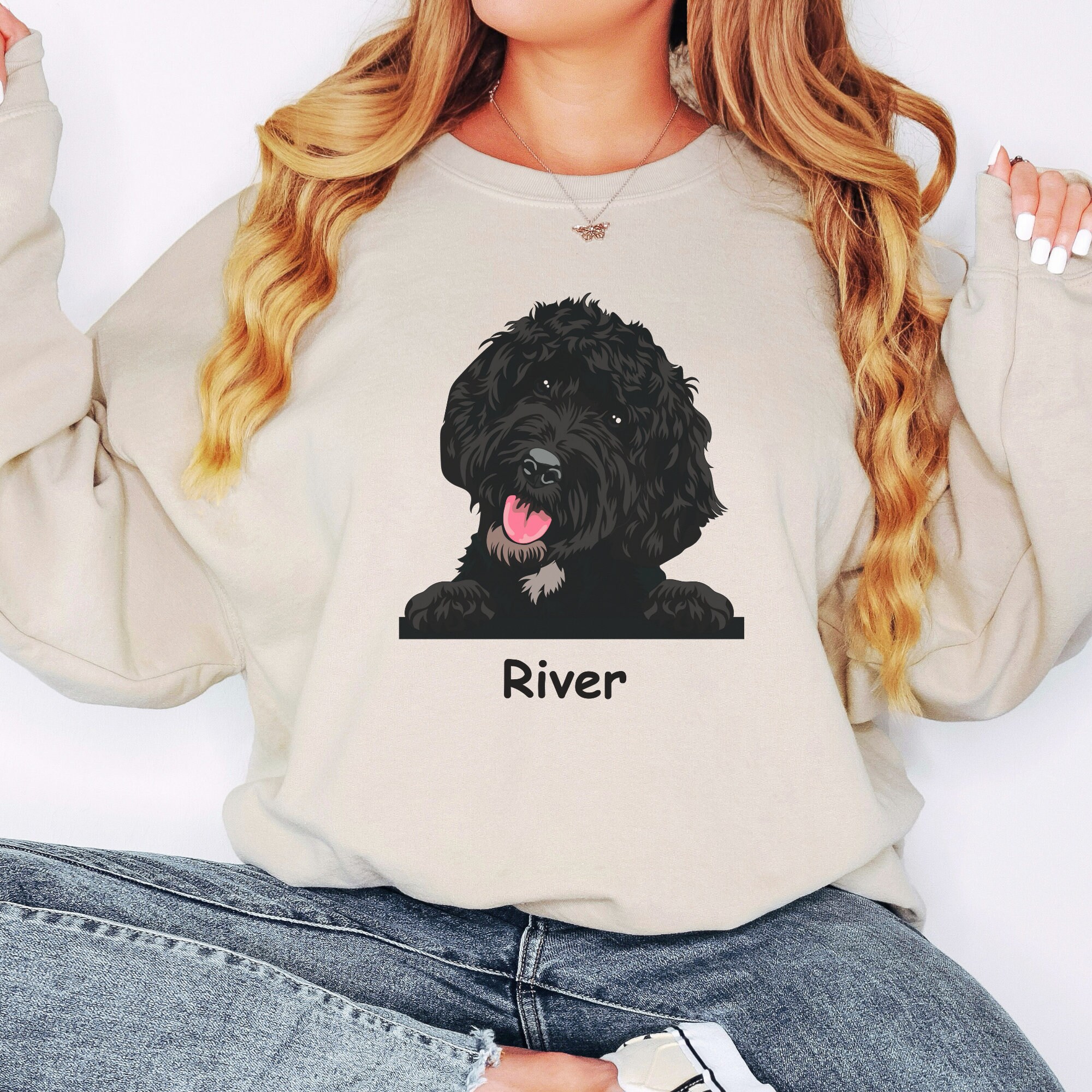 Personalized Black Goldendoodle Mom Sweatshirt, Custom Name Black