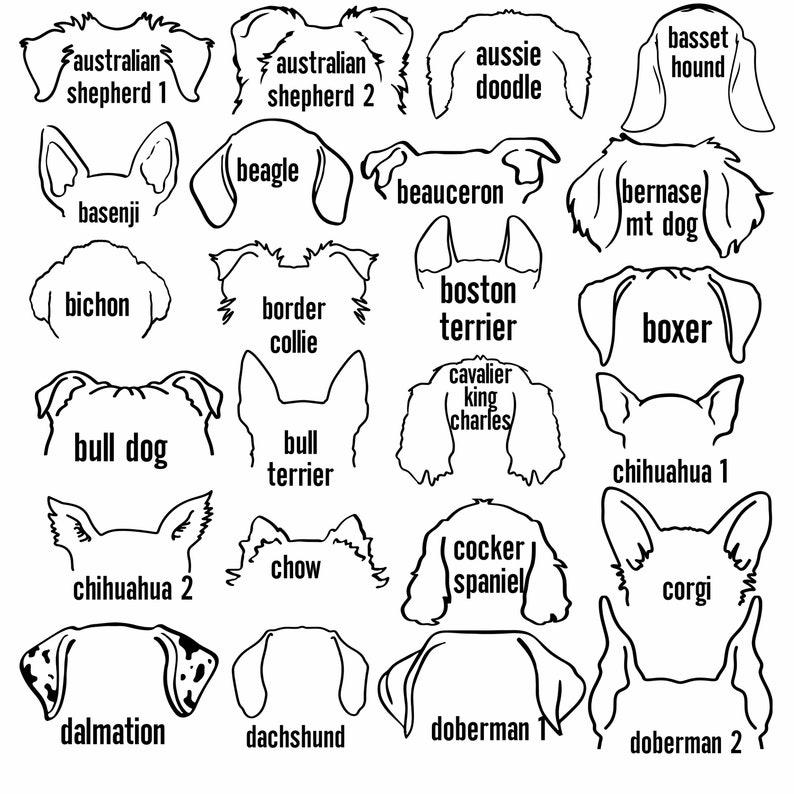 Custom Dog Ears Sweatshirt Name on Sleeve, Dog Ears Outline, Dog Lovers ...