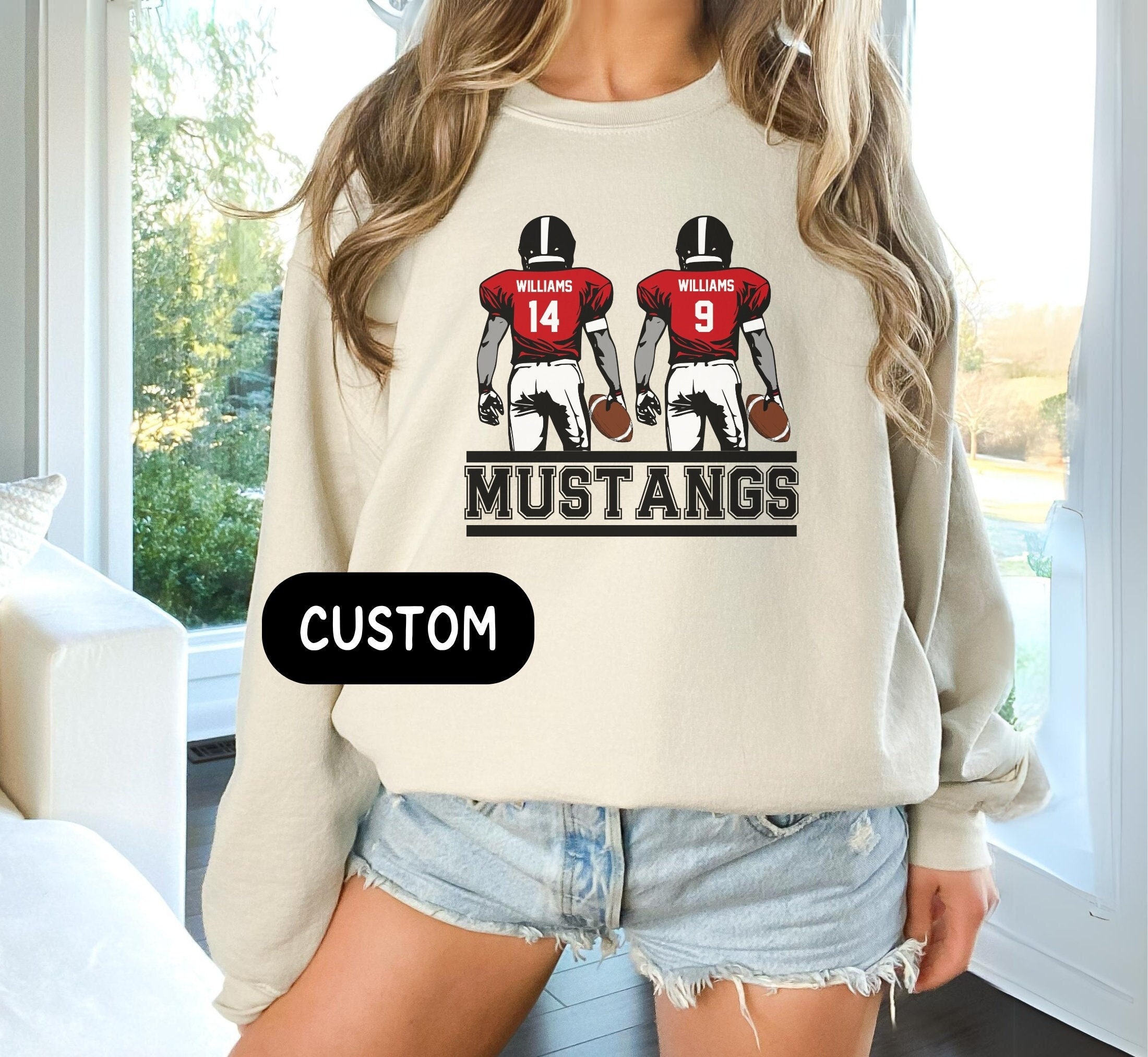 Glitter Football Player Sweatshirt - Etsy