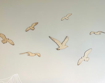 Seagull bird decoration children's room made of wood / Bird Wood
