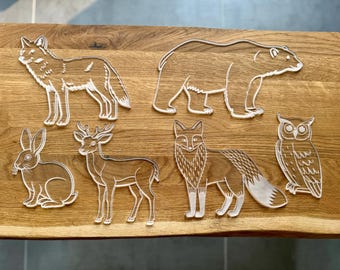 Forest animals made of acrylic as decoration for children's rooms / optionally with sander / paintable