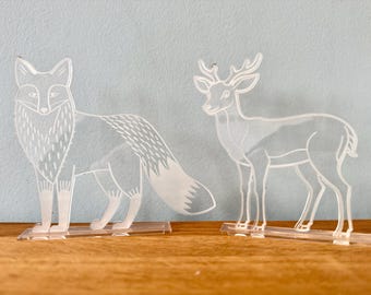 Acrylic woodland animals as decoration for children's rooms / optional with sandpaper / paintable