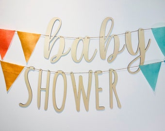 Baby shower garland letters made of wood // Personalizable // Baby shower, Birthday, Baby Reveal, Bride / neutral baby party / wooden decoration