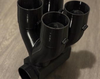 Exhaust splitter / 4-way distributor with flaps / throttle valves for control, compatible with XTOOL AP2 / Glowforge / Flux / other HEPA filters