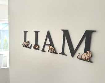 Name Letters Animal / Wood Engraving / Personalized / Children's Room