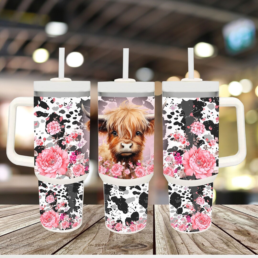 40 Oz Tumbler Wrap PNG Highland Cow Western Sublimation 40 Oz Design ...