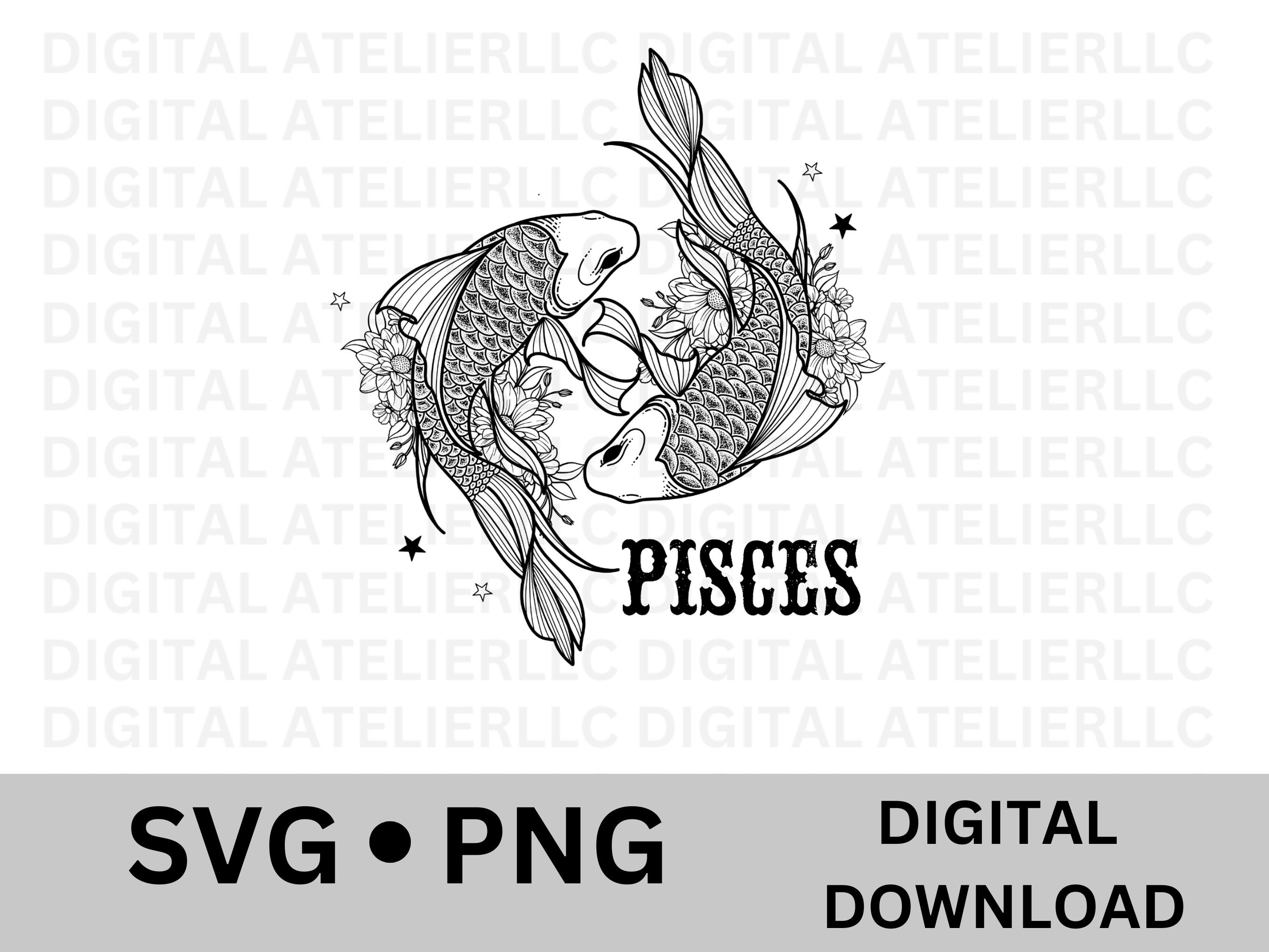 Pisces Svg Zodiac Pisces Svg Pisces Fish Svg Etsy