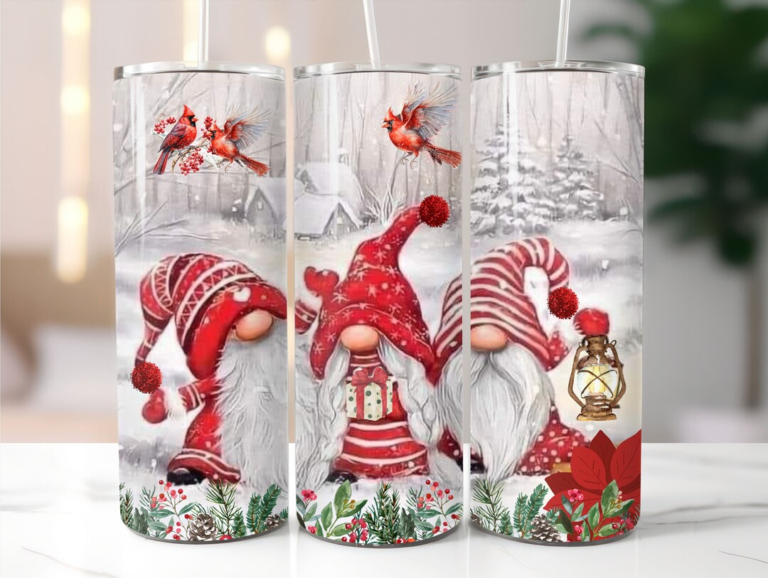 Pink Santa Christmas Tumbler Wrap 20 Oz Skinny Pink Winter Tumbler ...