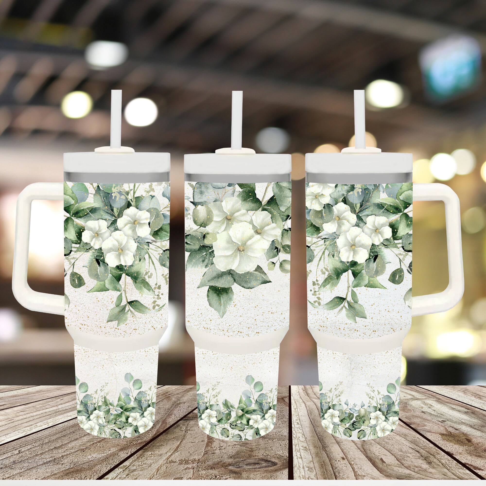 40 Oz Tumbler Template Floral PNG - Etsy