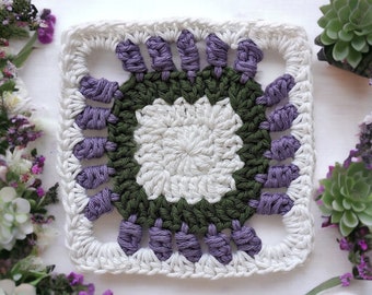 Patrón PDF de crochet de flor minimalista fácil n.º 3 Cuadrado de la abuela / Tutorial paso a paso en inglés con fotos / Apto para principiantes