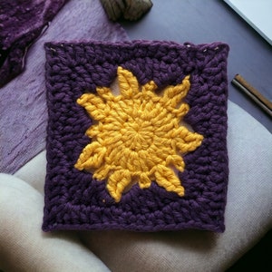 Easy sun granny square crochet PDF PATTERN by atainya | Step-by-step tutorial in English with photos | Beginner friendly