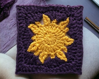 PATRÓN PDF fácil sol abuela cuadrado crochet por atainya / Tutorial paso a paso en inglés con fotos / Apto para principiantes