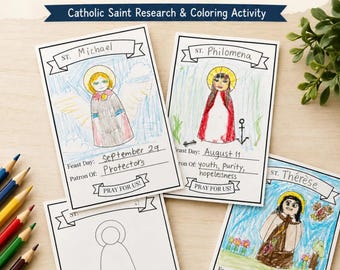 Catholic Saint Holy Card Template | Create Your Own Saint Craft for Kids | All Saints Day, Confirmation, or Classrooms