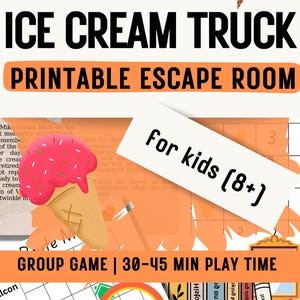 Ice Cream Truck Printable Escape Room – Puzzle Game for Kids (Ages 8-13) (Digital PDF)